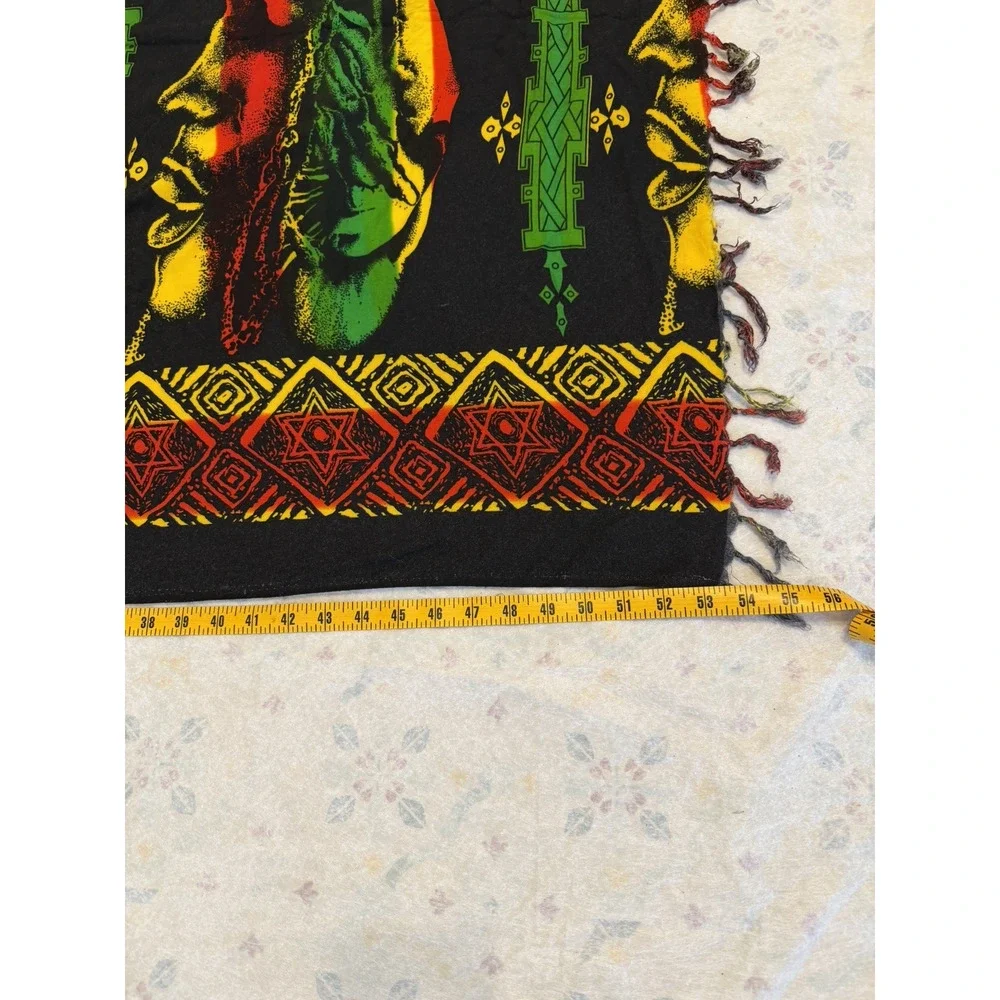 Bob Marley Tapestry Shawl Beach Cover-up Sarong Multicolor With Fringe